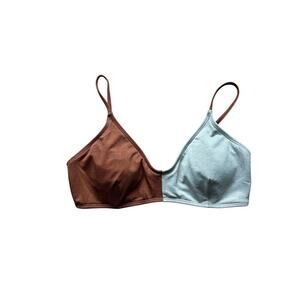 Cupshe Colorblock Bikini Top Gold Brown Size M NWT Beach Vacation Pool Resort